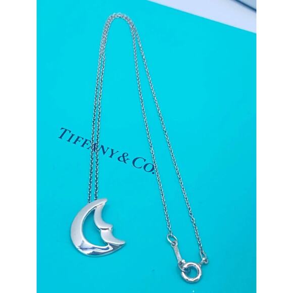 Authentic Tiffany & Co. Moon Pendant Necklace β Sterling Silver 16" β Gift Ready - Picture 6 of 7